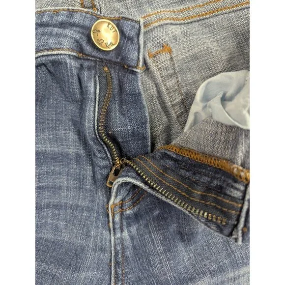 Kut from the Kloth Jeans Womens Size 12 Blue Amy Crop Straight Leg Rolled Cuffs - Picture 12 of 15
